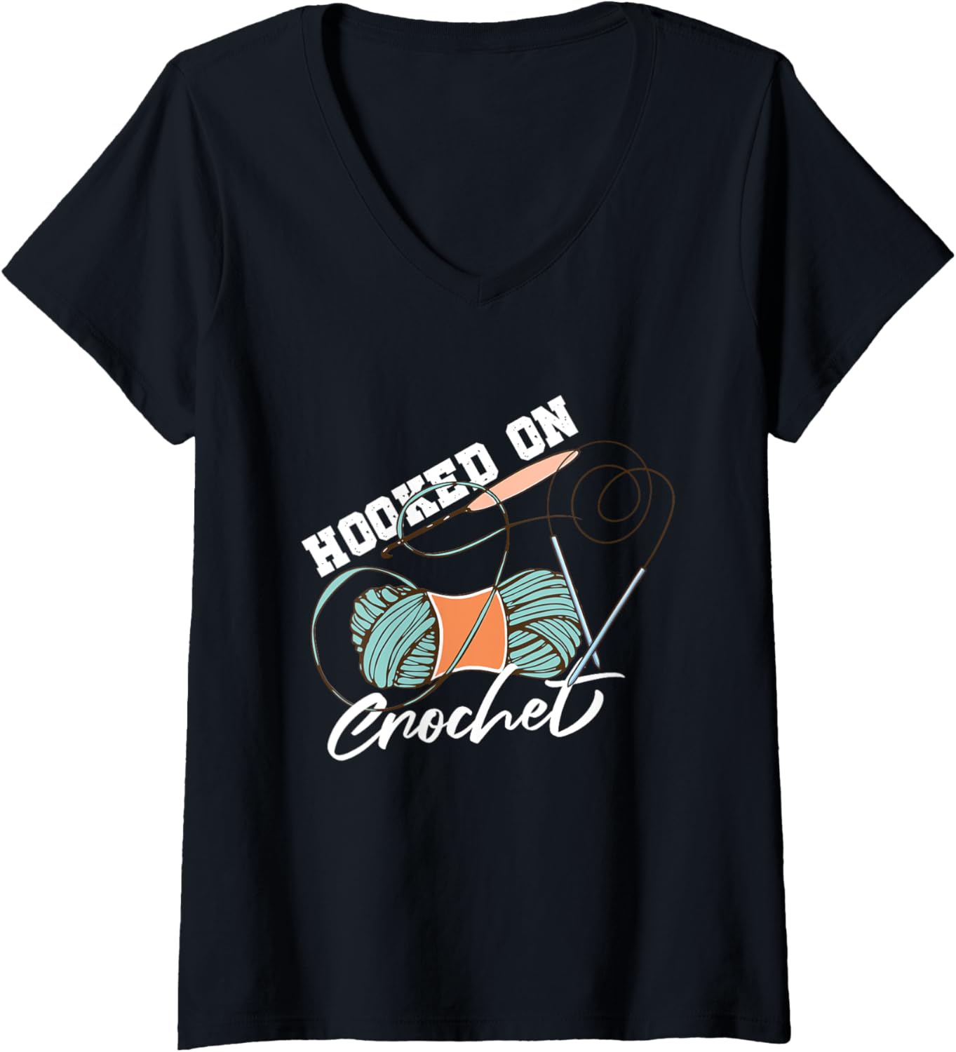 Hooked On Crochet | Yarn Wool Knit | Knitter Crocheter V-Neck