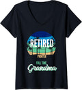 Womens Retired Printer Full Time Grandma Grandmother V Neck