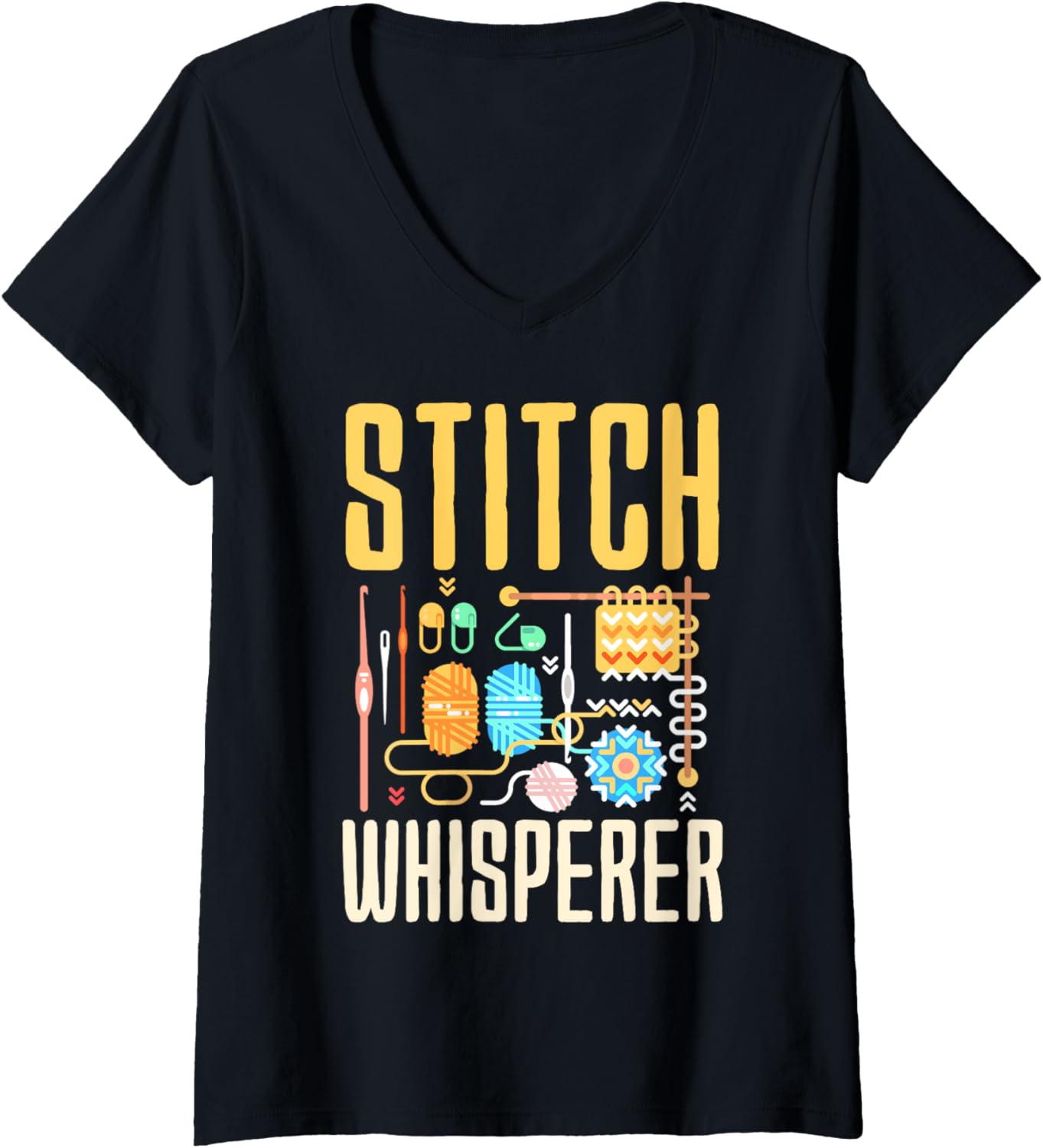 Womens Stitch Whisperer - Yarn Lover V-Neck