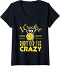 Womens Funny Crochet To Burn Off The Crazy Crocheter Yarn V-Neck