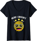 Womens Nerd Yarn Hoarder NERD CROCHET Funny Yarn Collector V-Neck