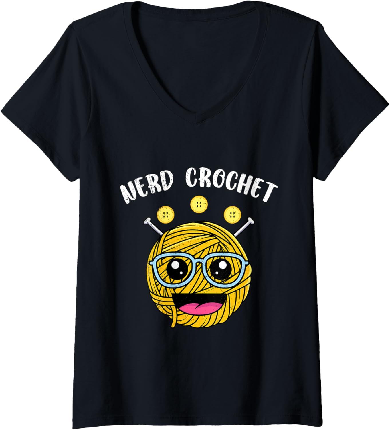Womens Nerd Yarn Hoarder NERD CROCHET Funny Yarn Collector V-Neck