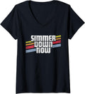 Womens Simmer Down Now Funny Sayings Sarcastic Humor Joke Gag V Neck