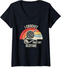 Womens I Crochet Past My Bedtime Yarn Hook Fun V-Neck