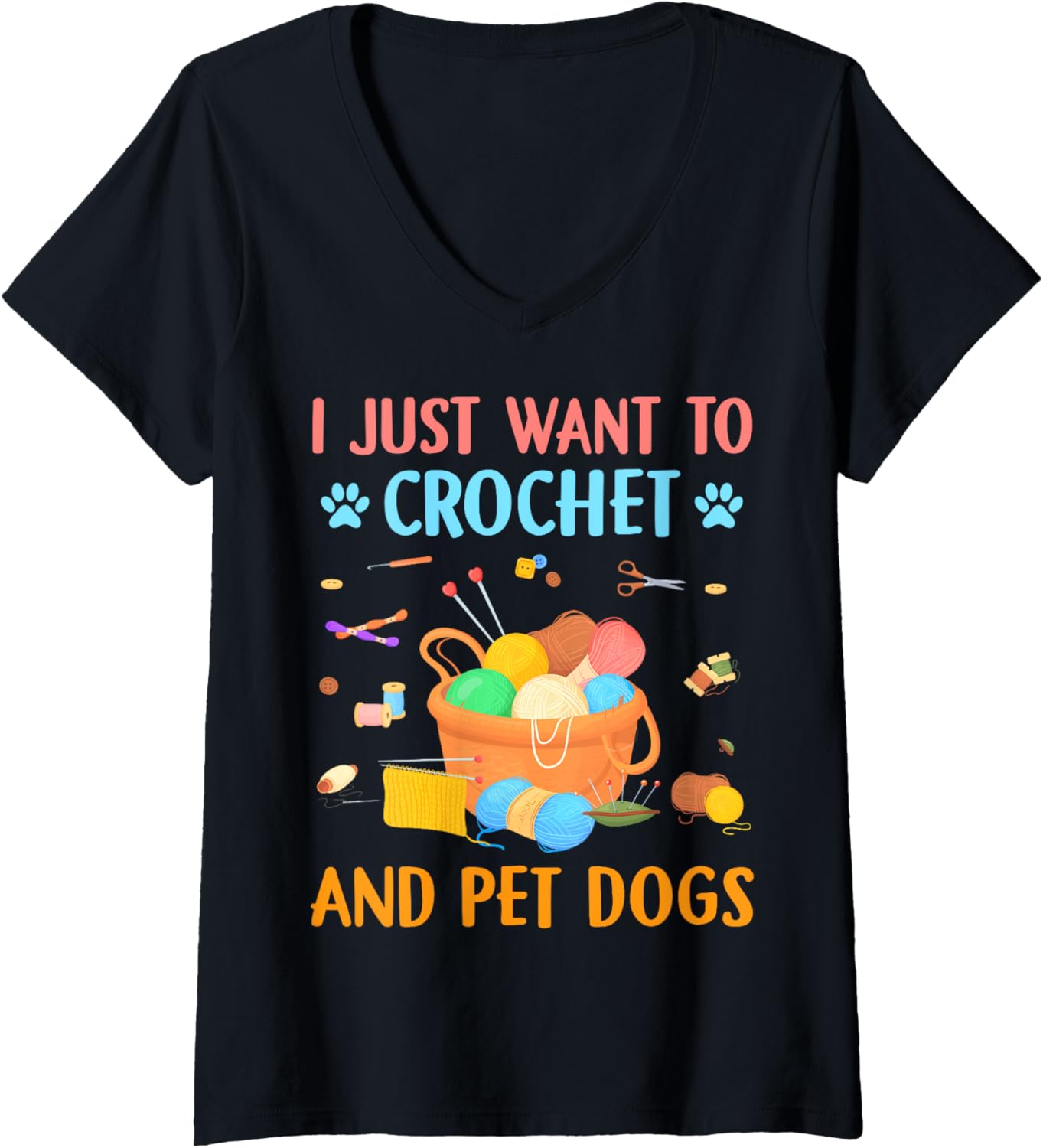 Womens Crochet Yarn and Dogs Lovers Yarn Knitting Machine Dog Lover V-Neck