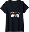 Womens I Steal My Cat's Yarn Knitting V-Neck