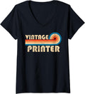 Womens Vintage Printer Job Title Birthday Idea V Neck