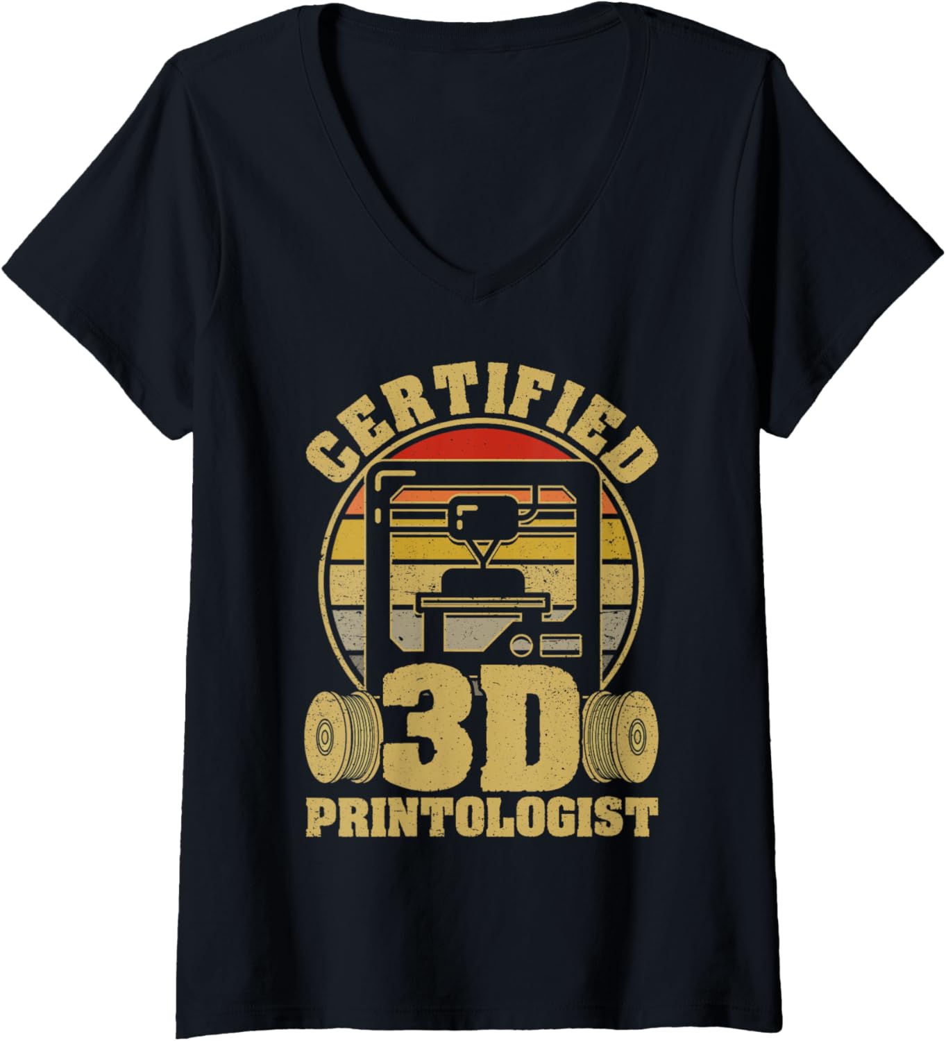 Womens Funny Retro 3D Printer Certified 3D Printologist 3D Printing V Neck
