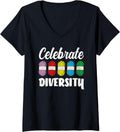 Womens Knitting Wool Yarn Celebrate Diversity Knitting V-Neck