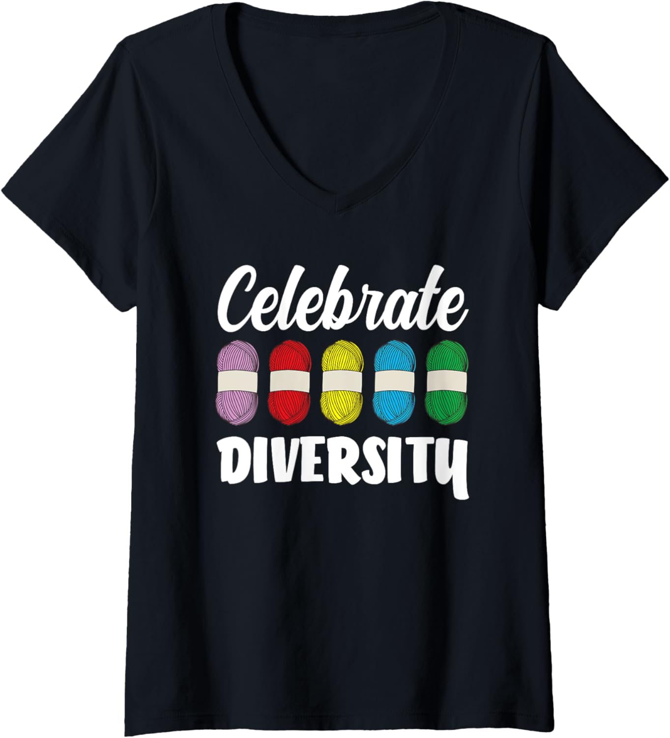 Womens Knitting Wool Yarn Celebrate Diversity Knitting V-Neck