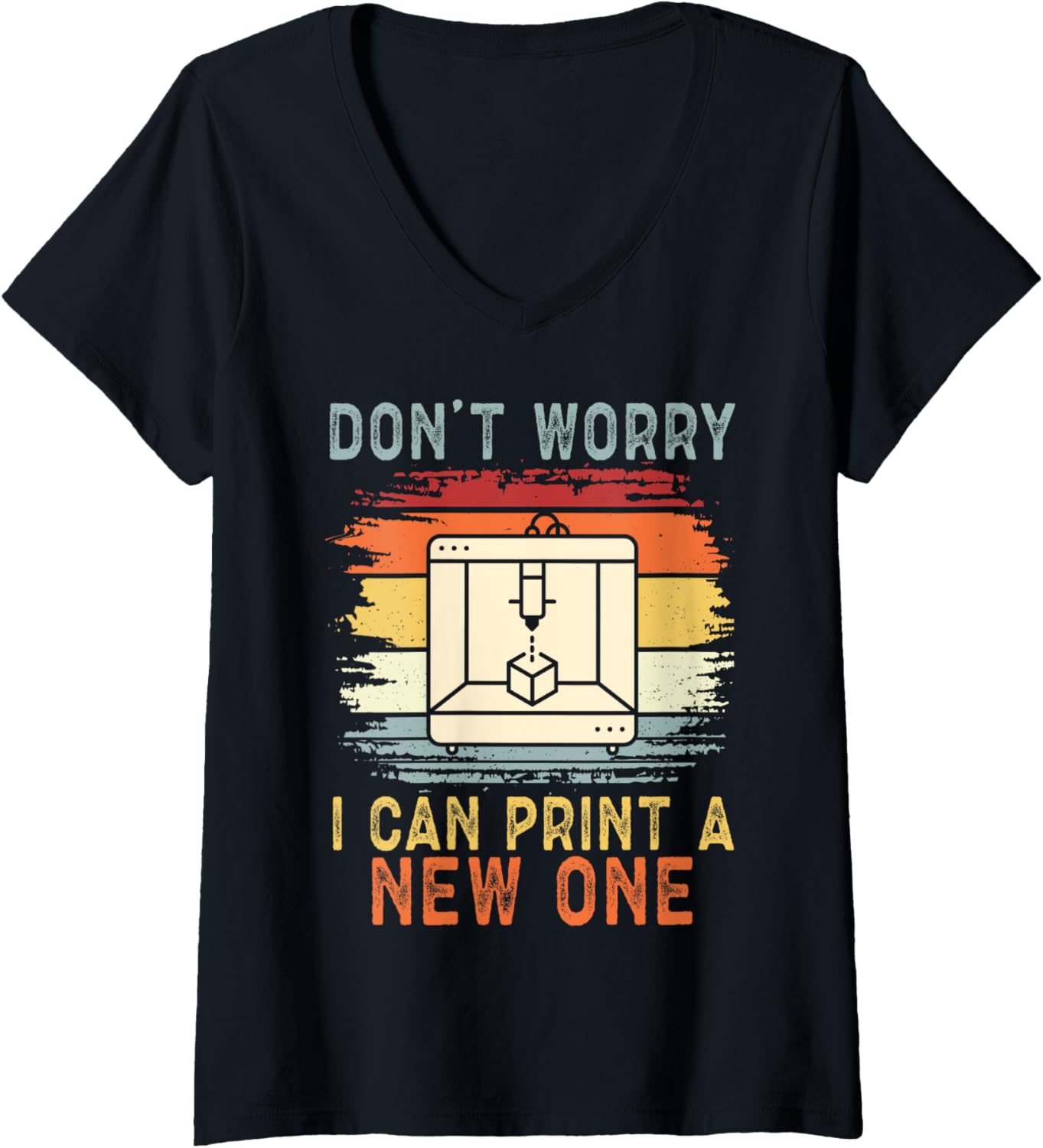 Womens 3D Printer Retro Vintage 3D Printing V Neck
