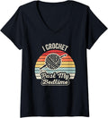 Womens I Crochet Past My Bedtime Yarn Lover V-Neck