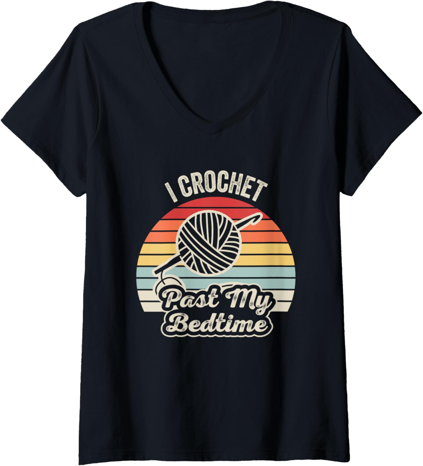 Womens I Crochet Past My Bedtime Yarn Lover V-Neck