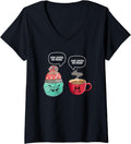 Womens She Loves Me More Crochet Funny Quote Yarn And Coffee V-Neck