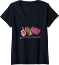 Womens Crocheting Knitting Design Peace Love Crochet Ball of Yarn V-Neck