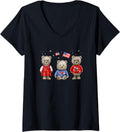 Womens 4Th Of July Teddy Bears Patriotic Design V Neck