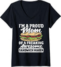 Womens Sandwich Maker Mom - Funny Sandwich Master Sandwich Maker V-Neck