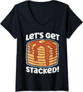 Womens Pancake Maker: Let's Get Stacked! V-Neck