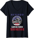Womens Retired Cardiac Nurse Find Me Motorcycle Biker V Neck