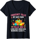 Womens Crochet Yarn Room Lover Knitting Needles Sewing Yarn Hoarder V-Neck