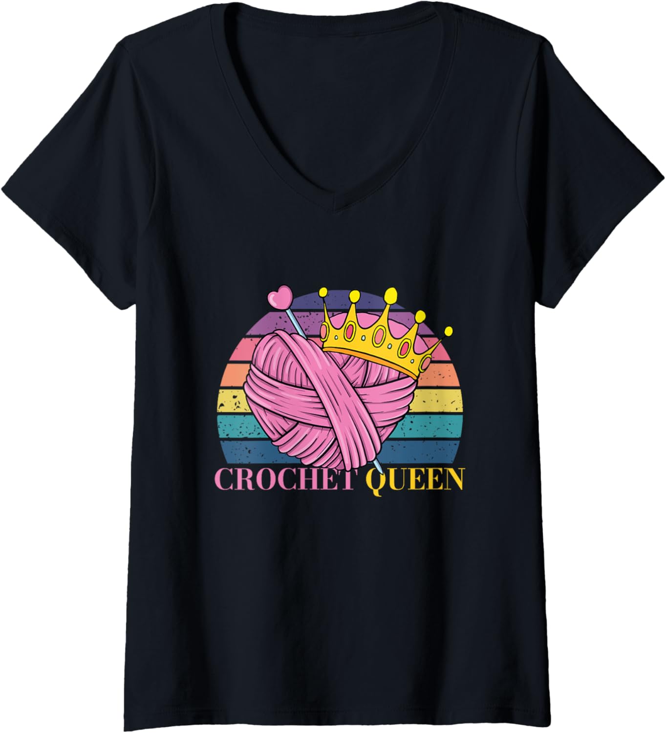 Crochet Queen | Yarn Crocheting Knitting | Crocheter Knitter V-Neck