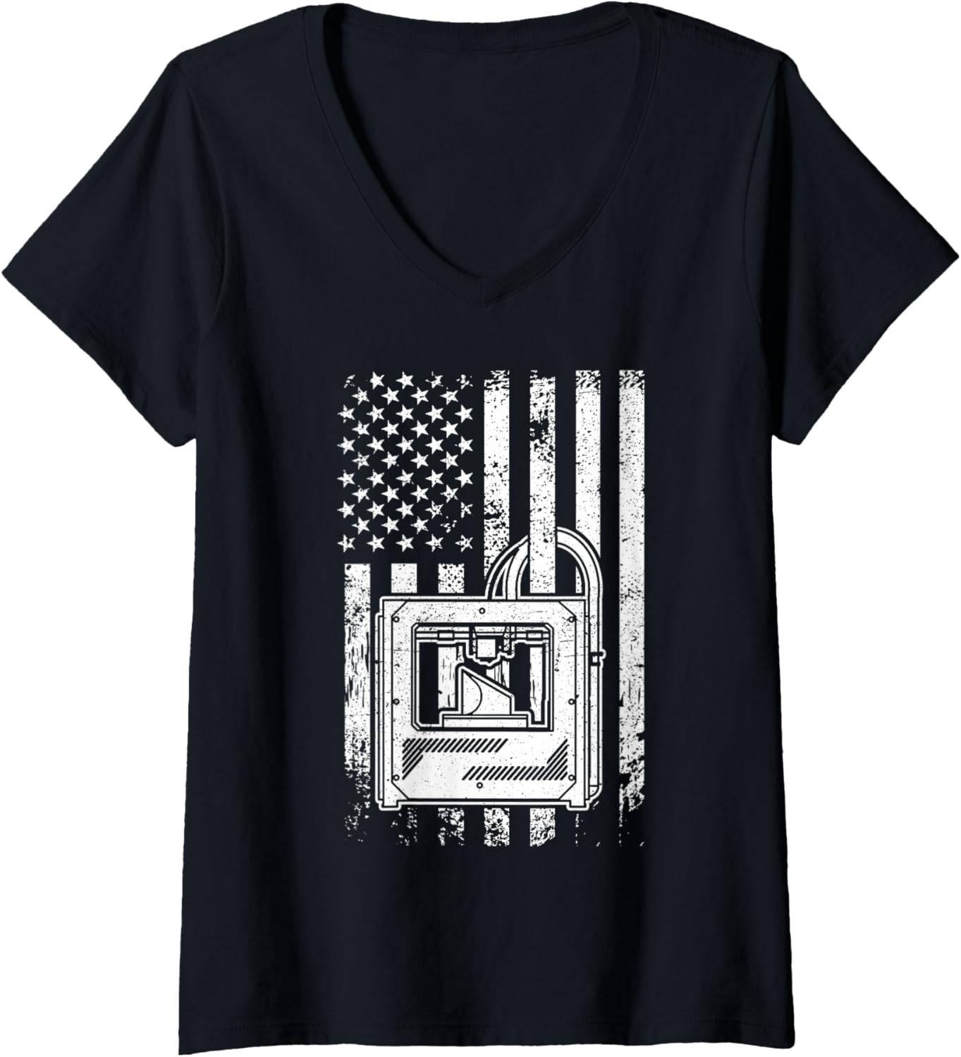 Womens Patriotic Usa 3D Printing Us Flag 3D Printer V Neck
