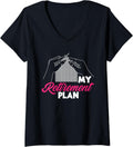 Womens Knitting My Retirement Plan Knitter Needles Yarn Pensioner V-Neck