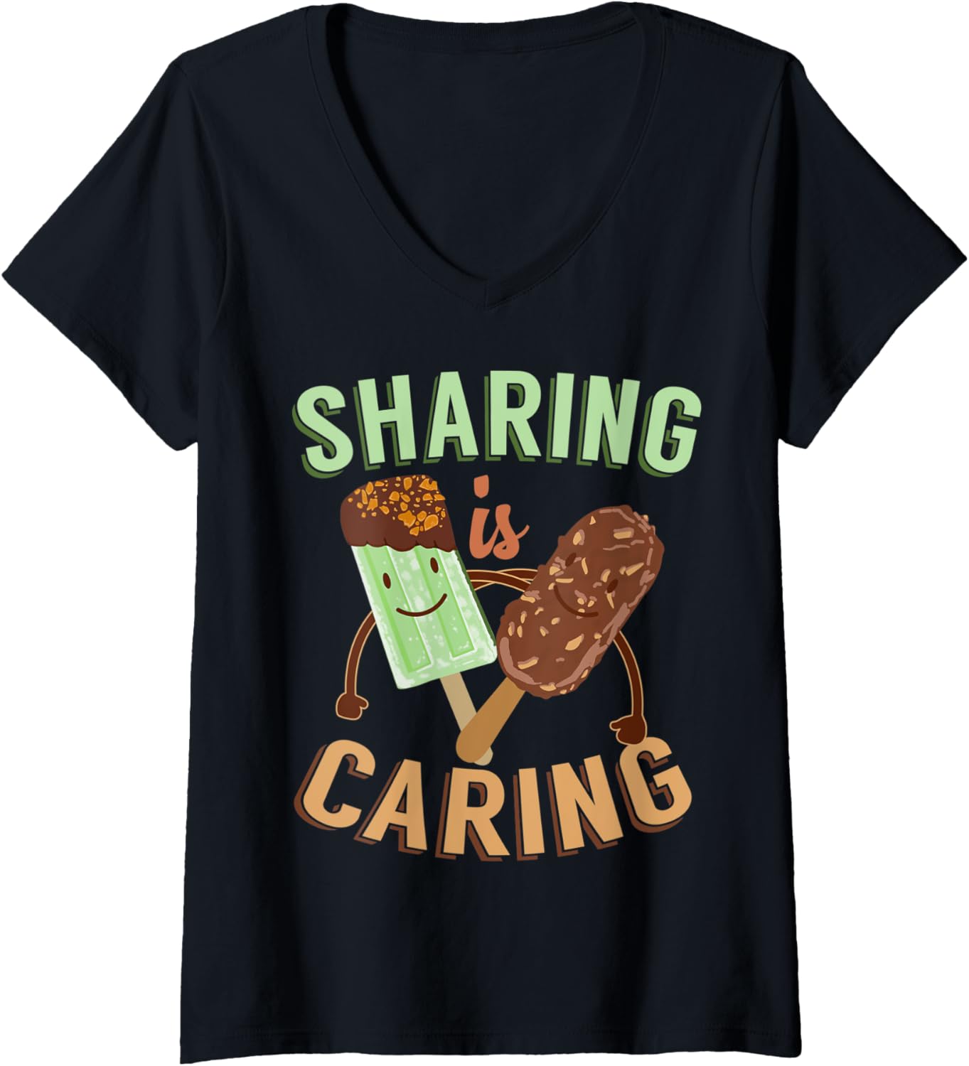 Womens Sharing Is Caring Ice Cream Maker V-Neck