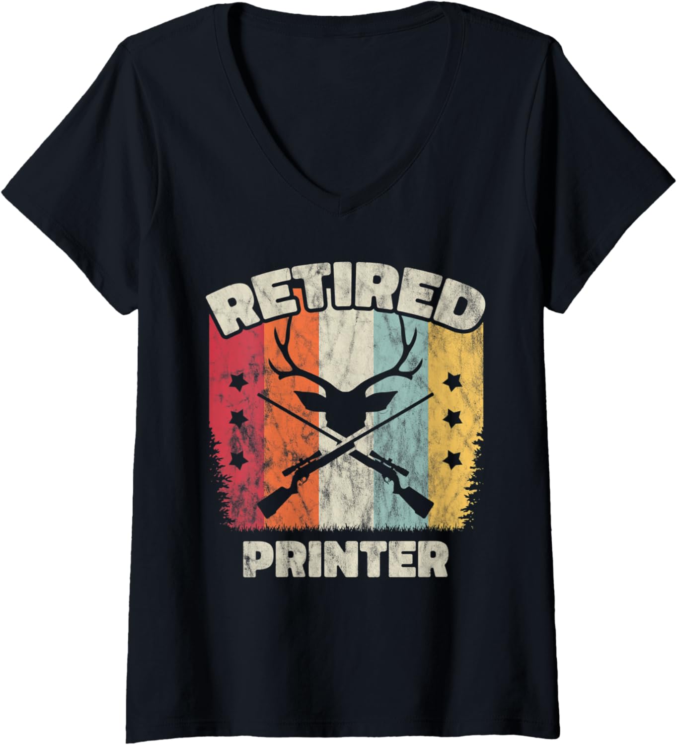 Womens Funny Retirement Retired Printer V Neck