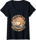 Womens Coffee | Crochet | Yarn | Mothers Day V-Neck