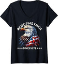 Womens Rejecting Kings Since 1776 We The People Patriotic Usa Flag V Neck
