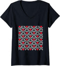 Womens Knit-ting Crochet Yarn Heart Pattern Cool Christmas Gifts V-Neck