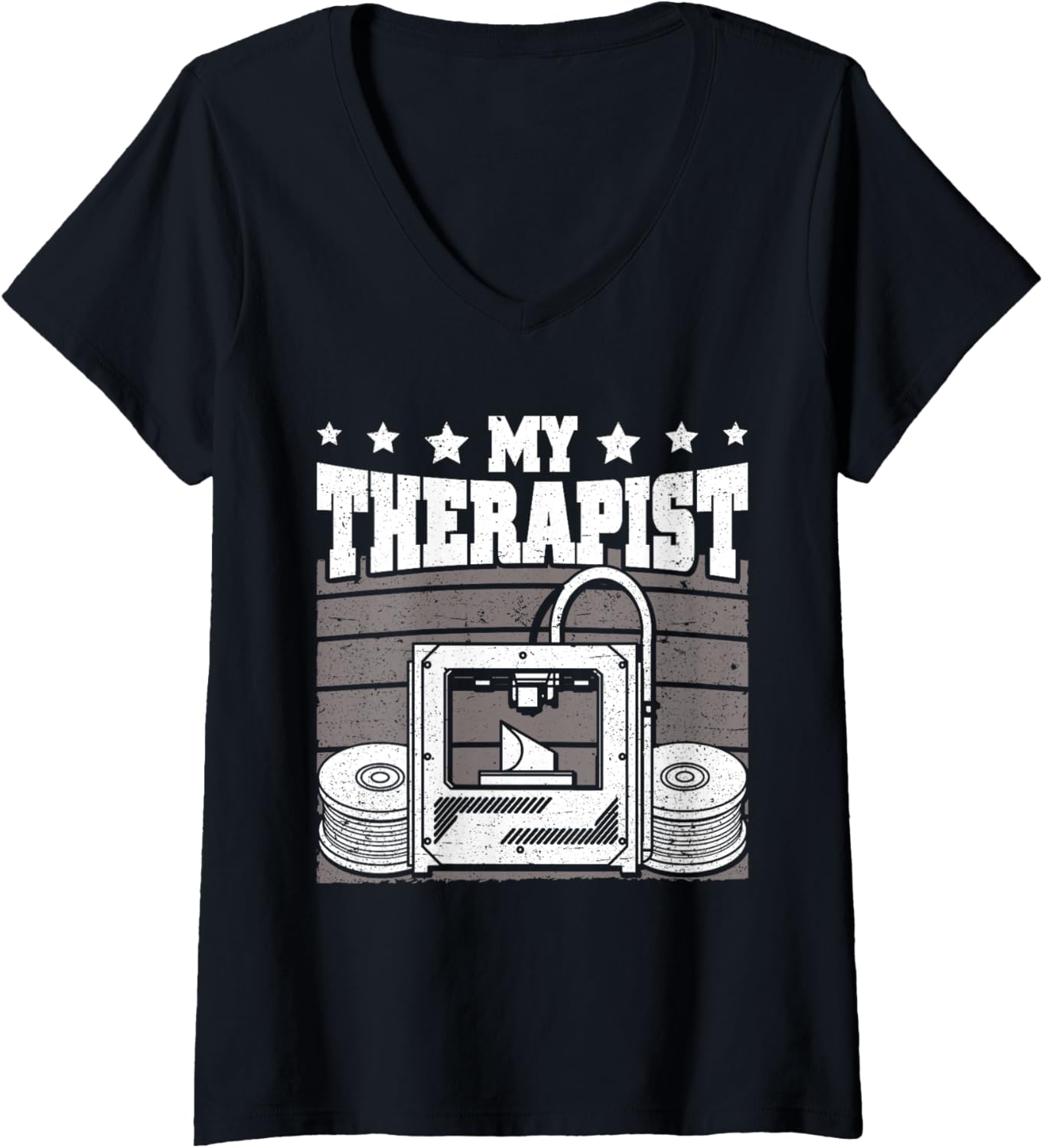 Womens My Therapist 3D Printing Funny 3D Printer Men V Neck