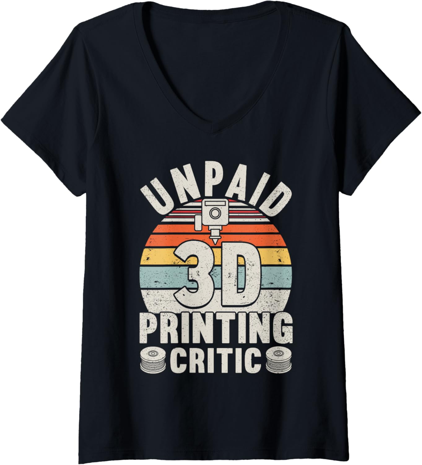 Womens Unpaid 3D Printing Critic Filament 3D Printing Retro V Neck