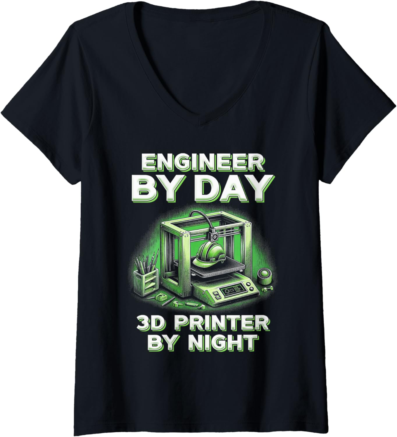 Womens 3D Engineer By Day 3D Printer By Night V Neck