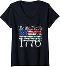 Womens We The People 1776 Us Constitution Freedom American Flag V Neck