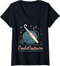 Womens Crochetcrastinator Crochet Crafters Funny Yarn Life Hobby V-Neck