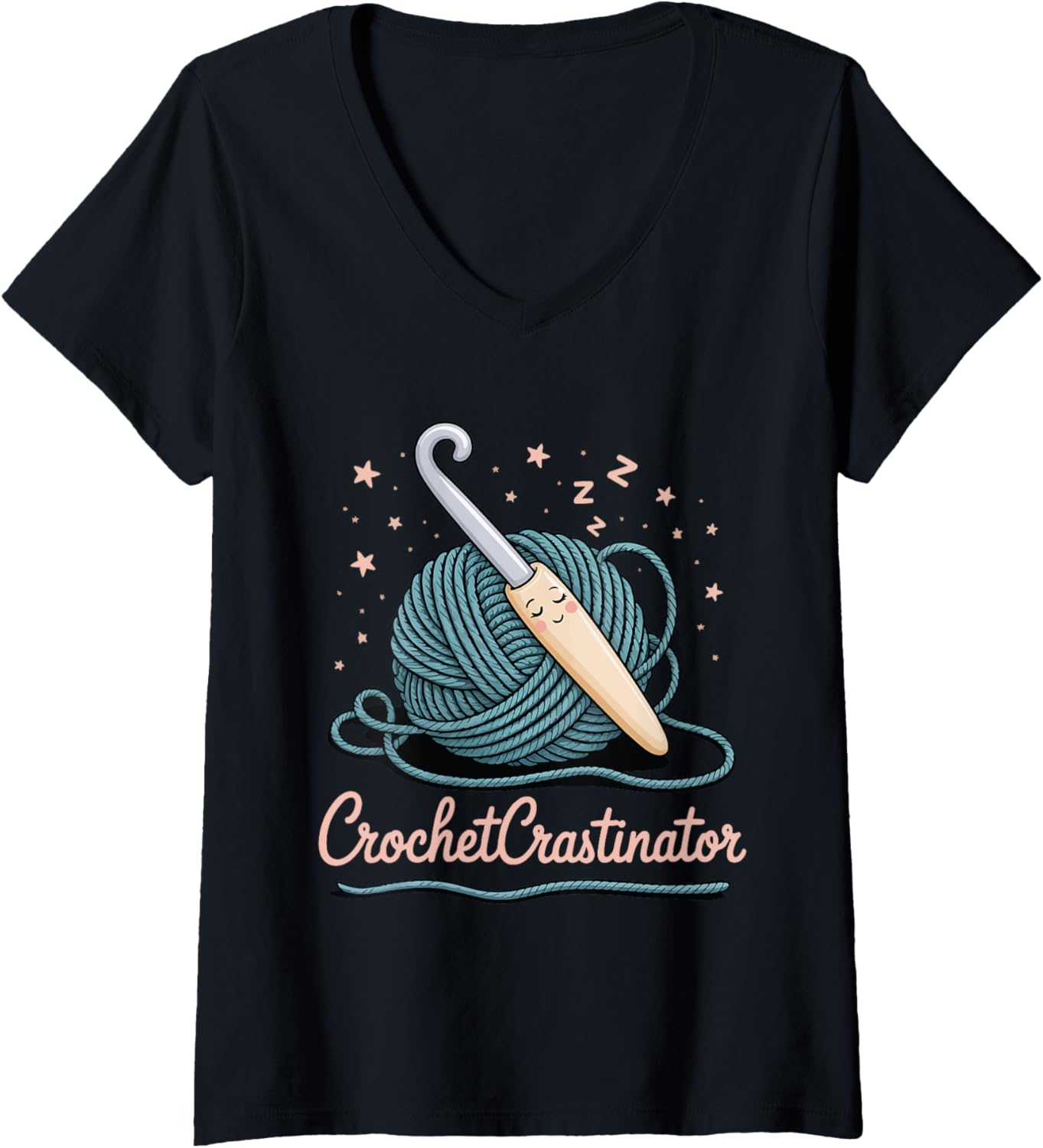Womens Crochetcrastinator Crochet Crafters Funny Yarn Life Hobby V-Neck