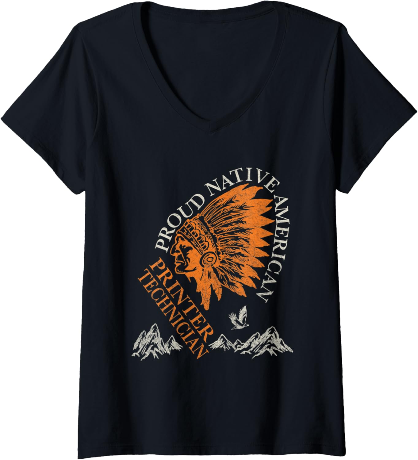 Womens Proud Native American Job Printer Technician V Neck