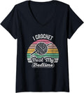 Womens I Crochet Past My Bedtime Yarn V-Neck