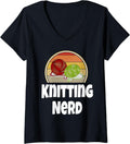 Womens Funny Knitting Nerd Shirt Gift For Knitter Crochet Yarn V-Neck