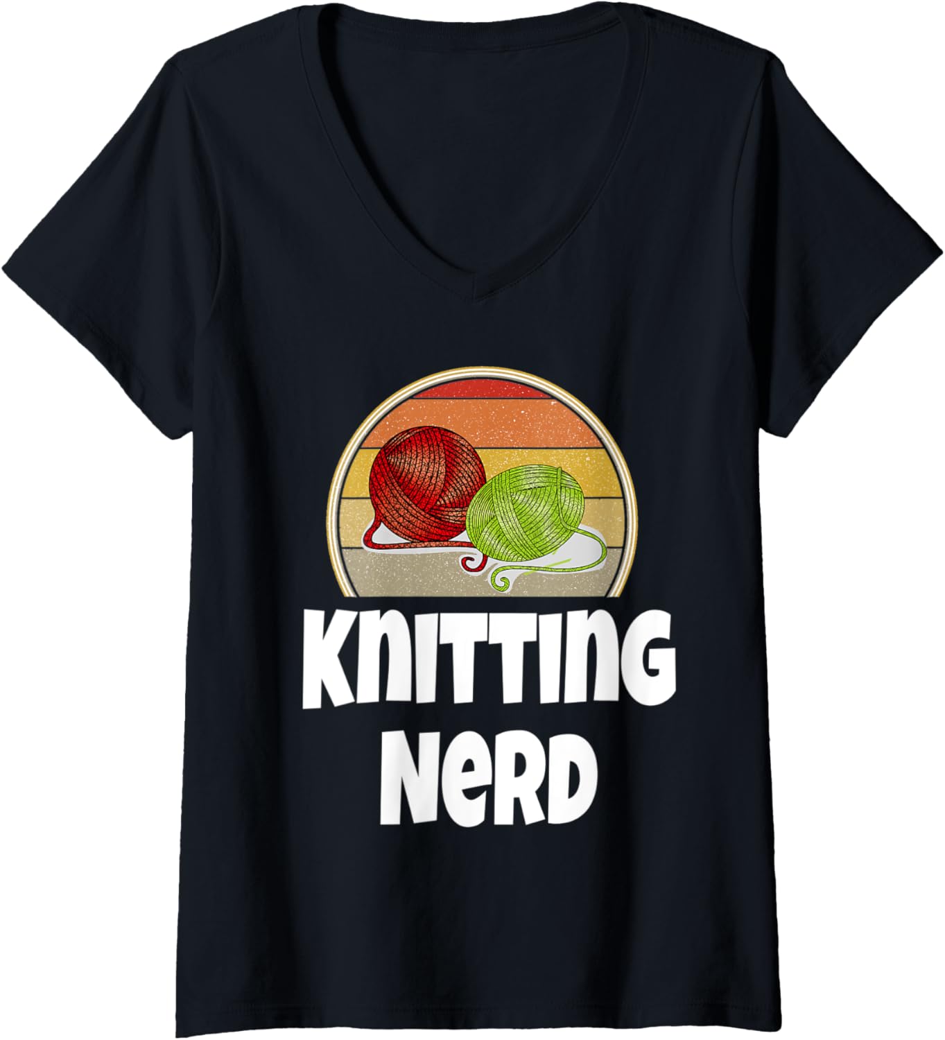 Womens Funny Knitting Nerd Shirt Gift For Knitter Crochet Yarn V-Neck