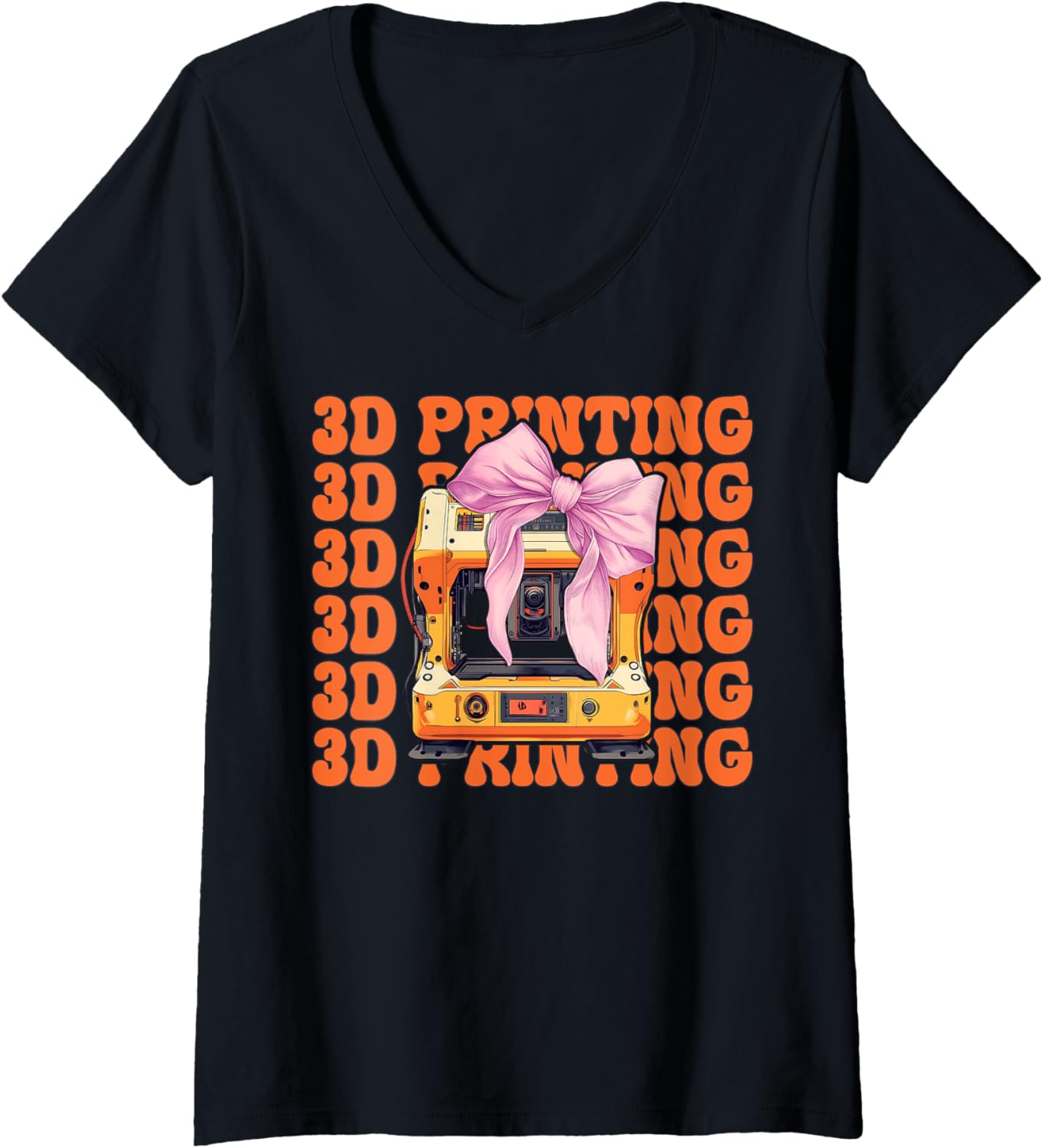Womens 3D Printing 3D Printer 3D Machine Girl V Neck