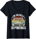 Womens Im Silently Judging Your 3D Printings Retro 3D Printing V Neck