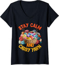 Womens Yarn Collection STAY CALM AND CARRY YARN Funny Collector V-Neck