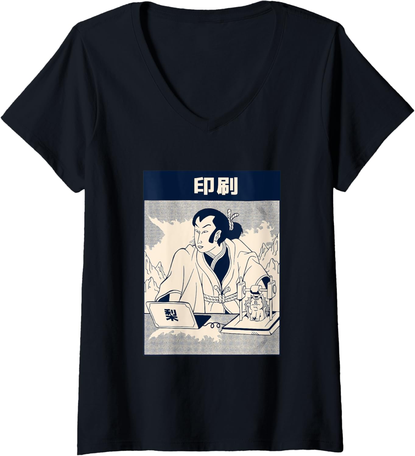 Womens Samurai 3D Printer V Neck