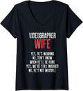 Womens Videographer Wife Work Videography Filmmaker Gift V-Neck