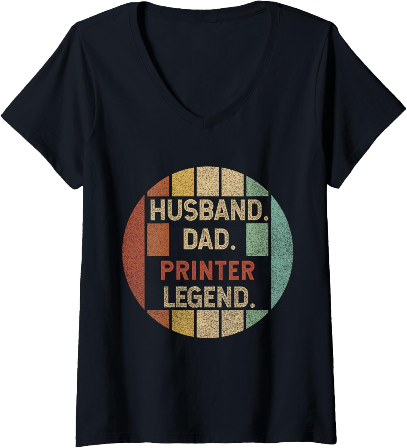 Womens Husband Dad Printer Legend Vintage Fathers Day V Neck