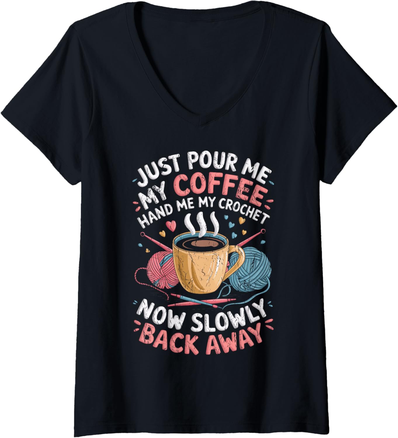 Womens Hand Me My Crochet Club Yarn Lover Crochet Lover Yarn Addict V-Neck