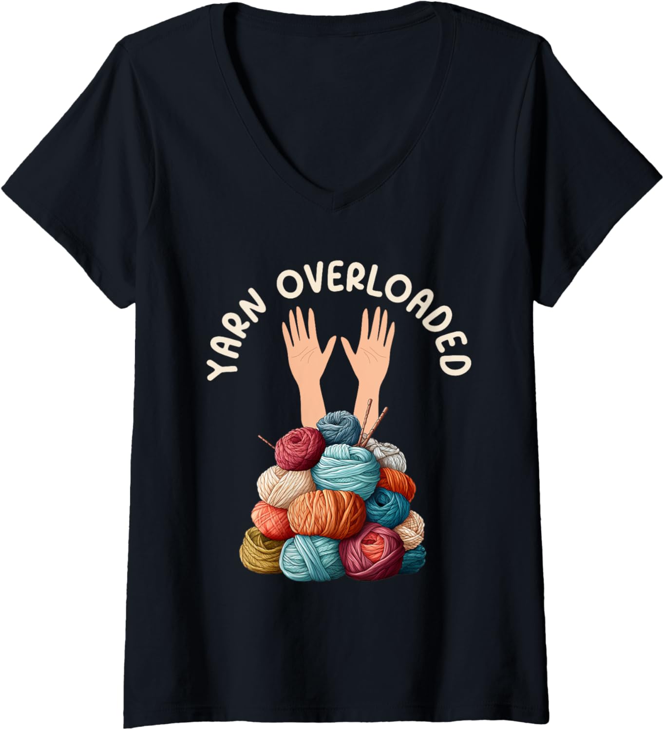 Womens Yarn Collection YARN OVERLOADED Funny Yarn Collector V-Neck